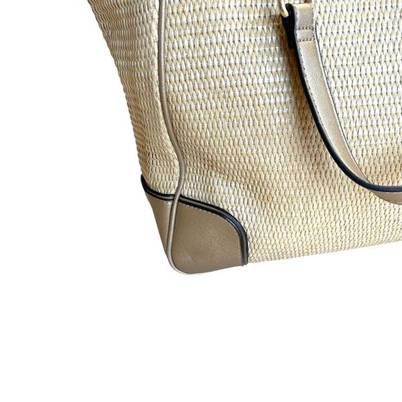 Calvin Klein raffia woven metallic tote‎ bag - Picture 6 of 16